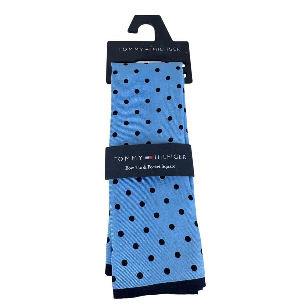 Tommy Hilfiger NWT‎ Blue Polka Dot Bow Tie Pocket Square Multifunctional